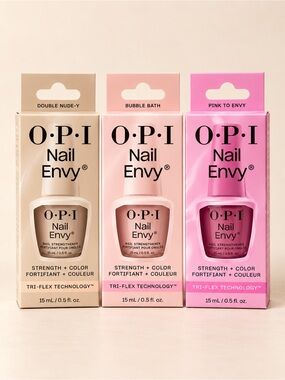 NEW • OPI Nail Envy • 3-Piece Nail Strengthener Set • Nude + Pink Shades